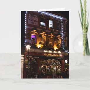 Carte Happy Holidays London UK Christmas Lights Pub
