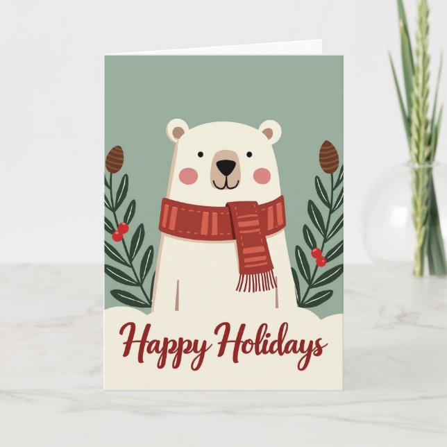 Carte Happy Holidays Polar Bear Card (Devant)