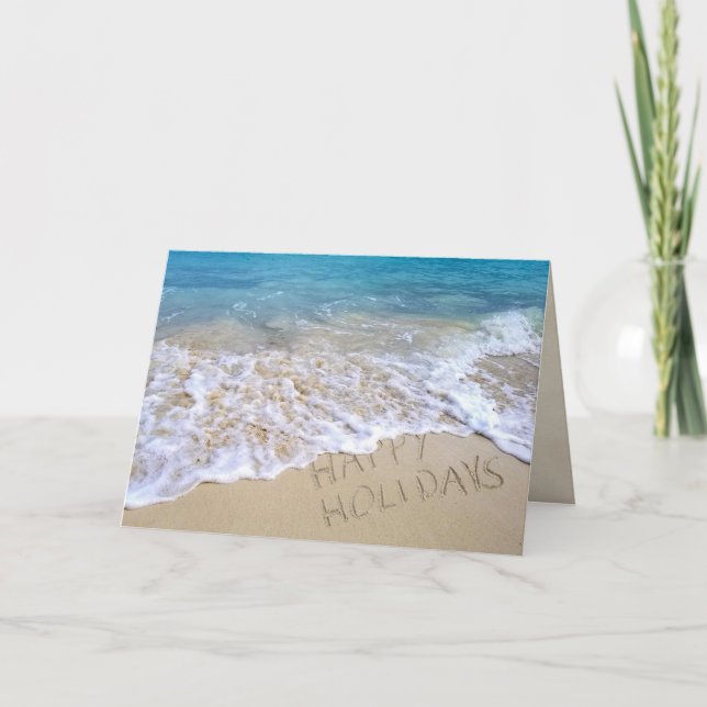 Carte Happy Holidays sur la plage de l'océan (Devant)
