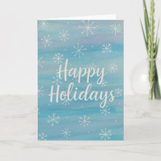 Carte Happy Holidays Watercolor Snowflake