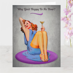 Carte Happy Hour Funny? Salutation rétro