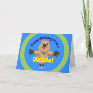 Carte Happy jumping quokka cartoon birthday