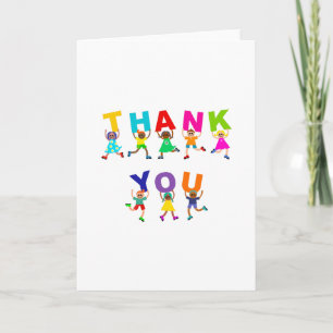 Carte Happy Merci Cute Cartoon Diverse Kids Texte