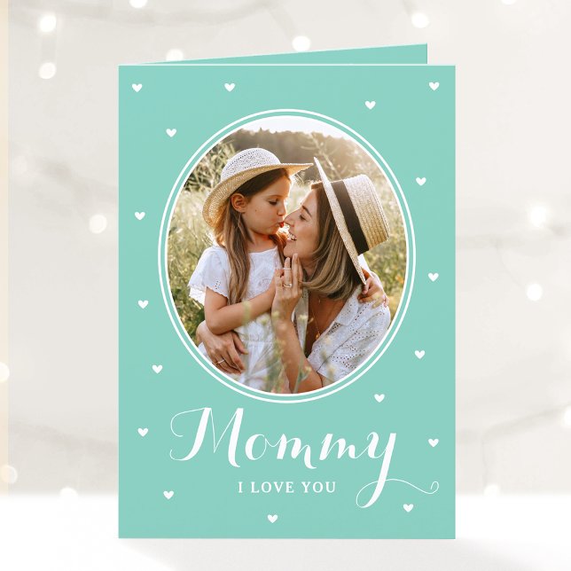 Carte Happy Mother's Day Custom Photos Script Mint Cute (Créateur téléchargé)