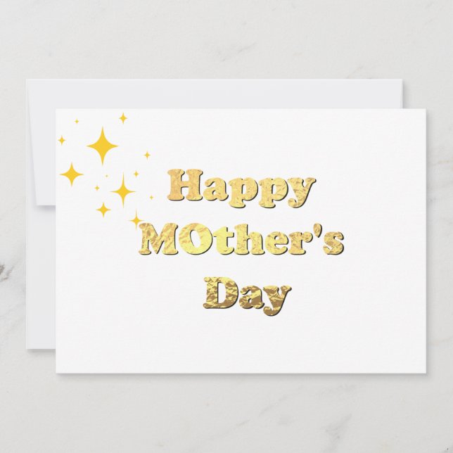 Carte Happy mothers day. Gold simple script calligraphy  (Devant)