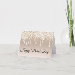 Carte Happy Mothers Day or gouttes parties scintillant l