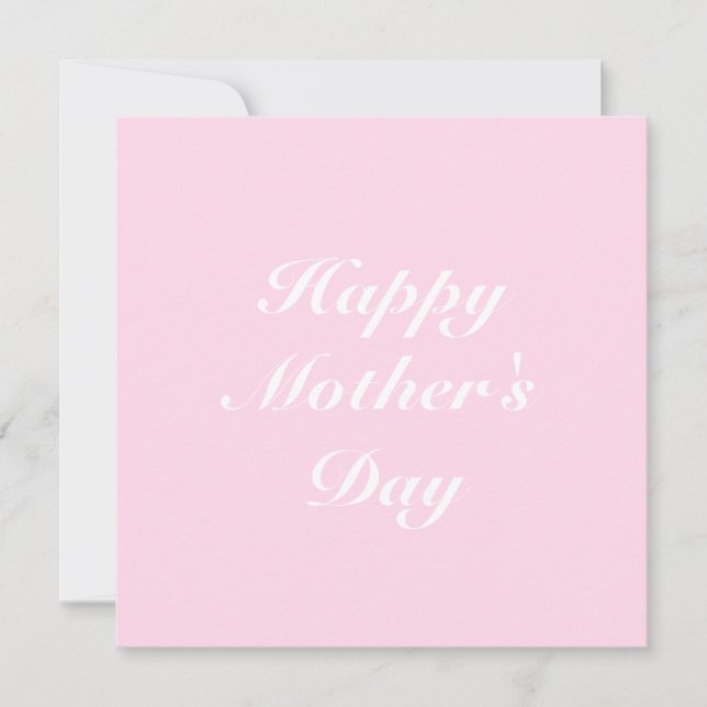 Carte Happy Mother's Day rose blanc élégant script chic (Devant)