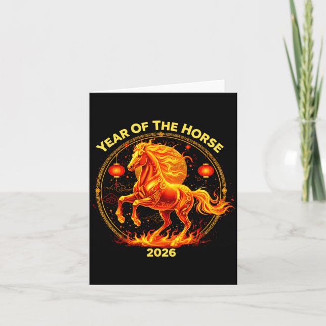 Carte Happy New Year 2026 Chinese New Year Horse Zodiac  (Devant)