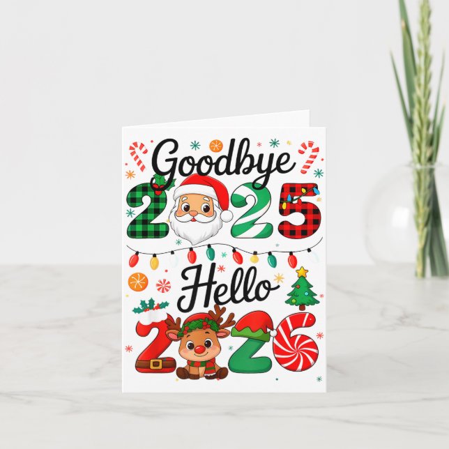 Carte Happy New Year 2026 Goodbye 2025 Hello 2026  (Devant)