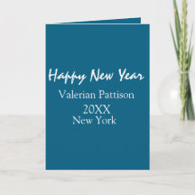 Happy new year blue name place year boho simple