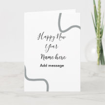 Happy new year name message gray simple holiday 