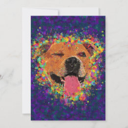 Carte Happy Pit Bull 5" x 7" Imprimer sur Cardstock