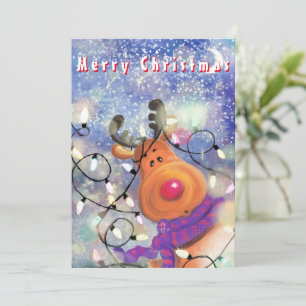 Carte Happy Reindeer - Joyeux Noël - Dessin