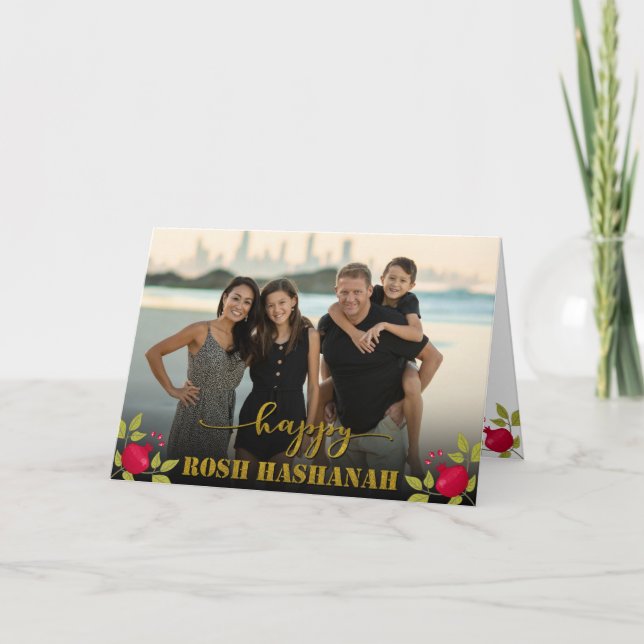 Carte Happy Rosh Hashanah Luxury Gold Script Photo (Devant)