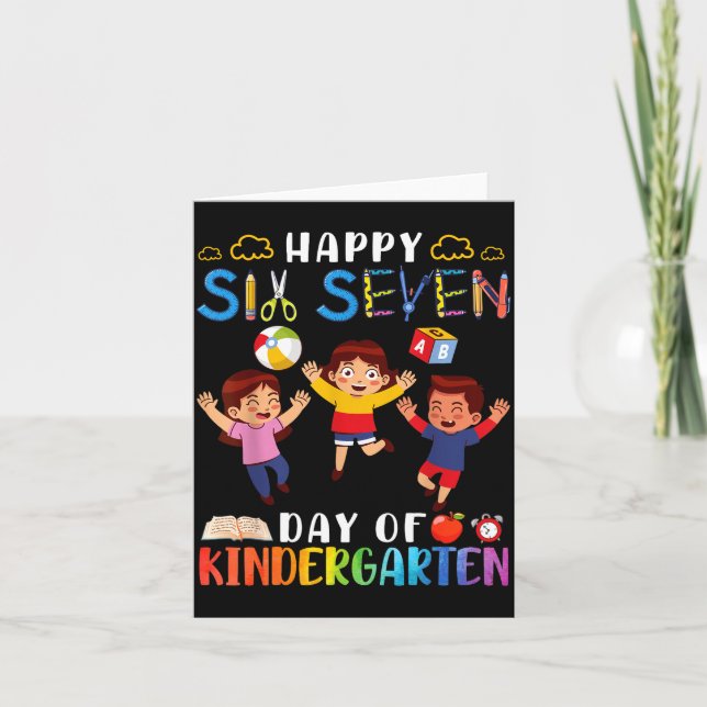 Carte Happy Six Seven Day Of Kindergarten Student Back T (Devant)