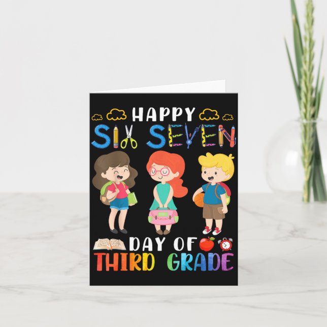 Carte Happy Six Seven Day Of Third Grade Student Back To (Devant)