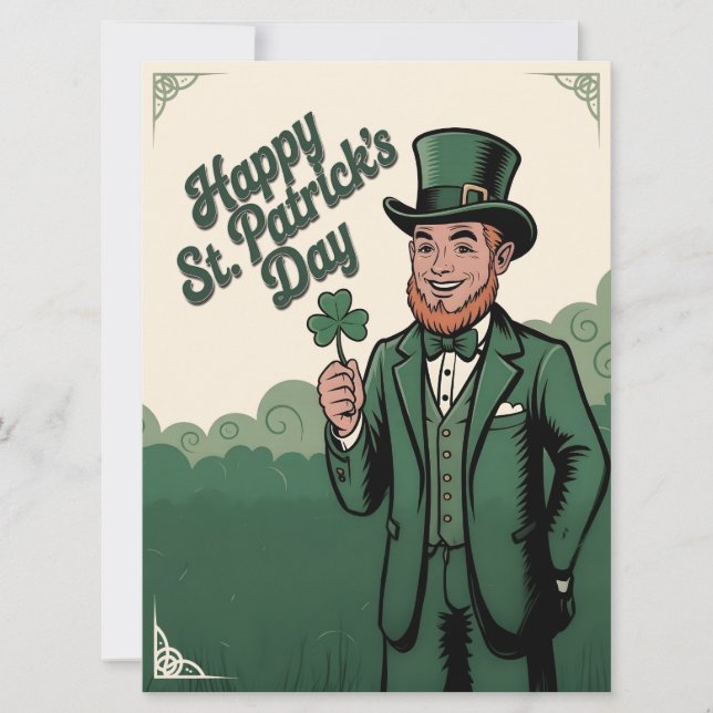 Carte Happy St. Patrick’s Day Vintage Leprechaun (Devant)