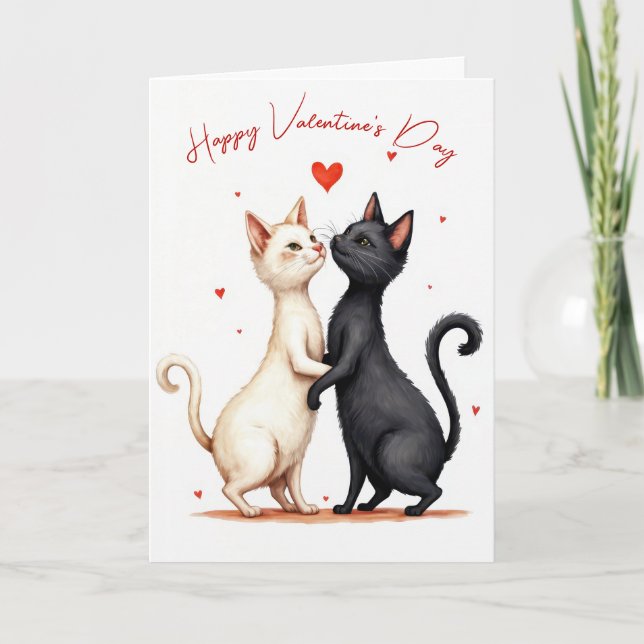 Carte Happy Valentine's Day Cats Dancing (Devant)