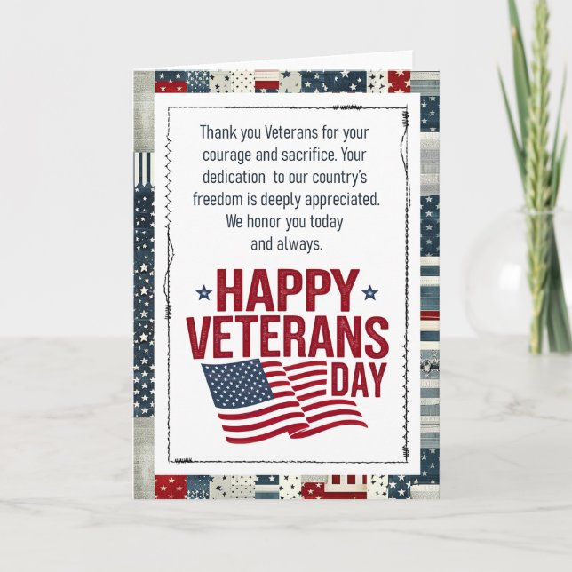 Carte Happy Veterans Day Patriotic (Devant)
