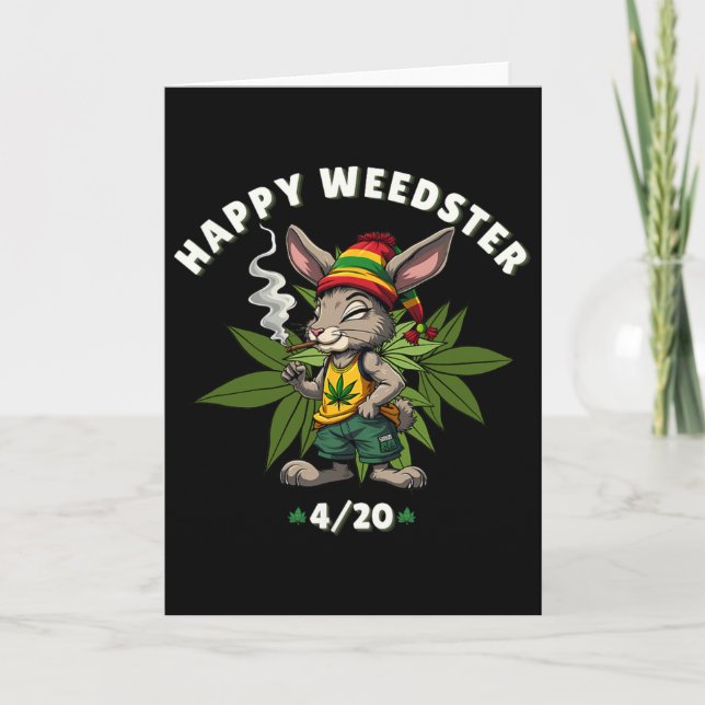 Carte Happy Weedster Stoned Bunny Joint Easter Day  (Devant)