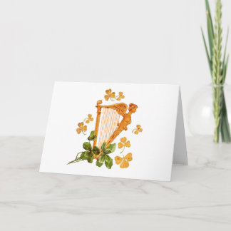 Carte Harpe et shamrocks d'or de l'Irlande