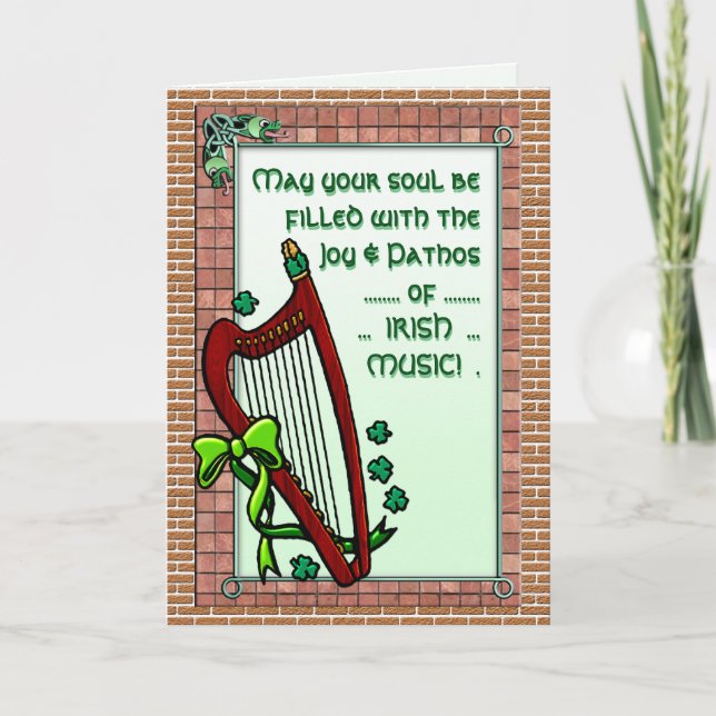Carte Harpe, Shamrock, Musique irlandaise Bénédiction pe (Devant)