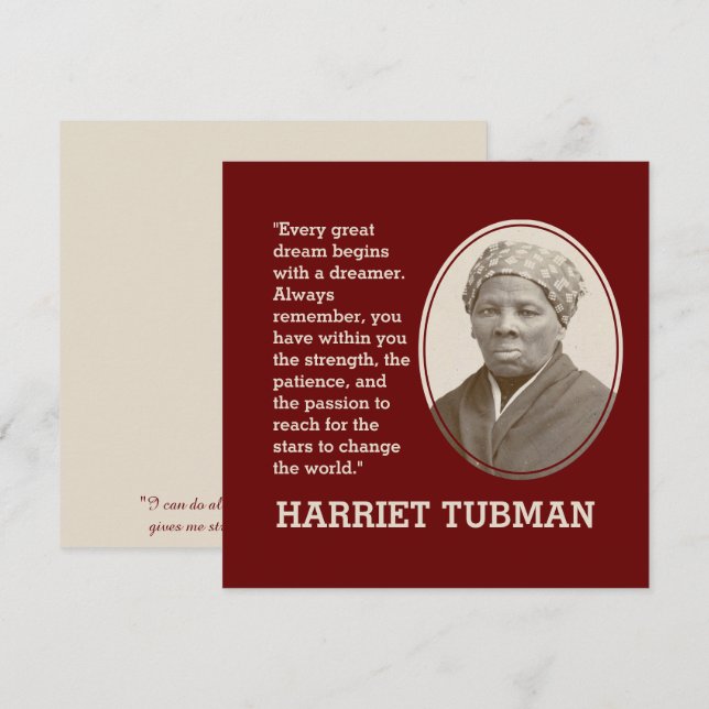 Carte HARRIET TUBMAN | Chaque grand rêve | Motivation (Devant / Derrière)