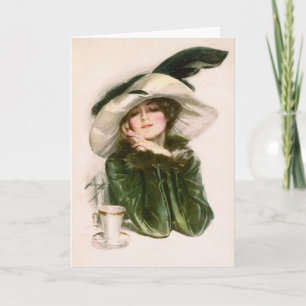 Carte Harrison Fisher's "Contentment" & Coffee Greeting