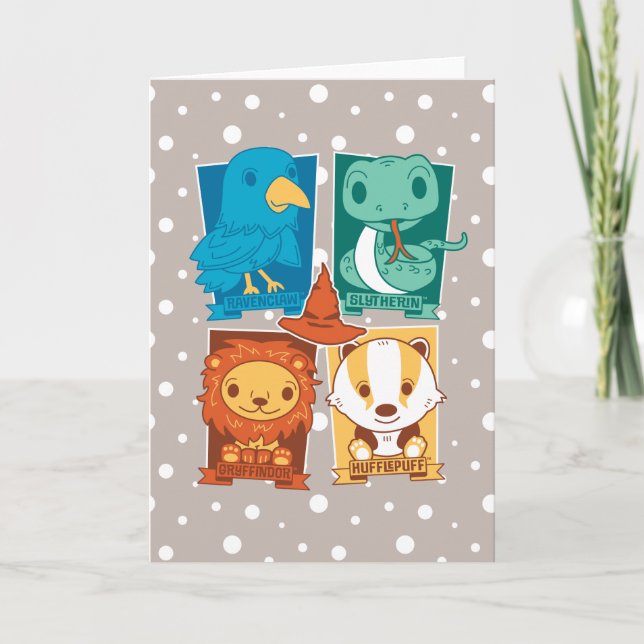 CARTE HARRY POTTER™ | CARTOON HOGWARTS™ MAISONS (Devant)