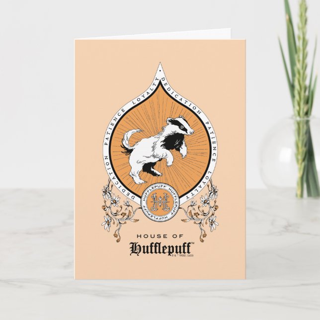 Carte HARRY POTTER™ | Délicat croquis HUFLEPUFF™ Crest (Devant)