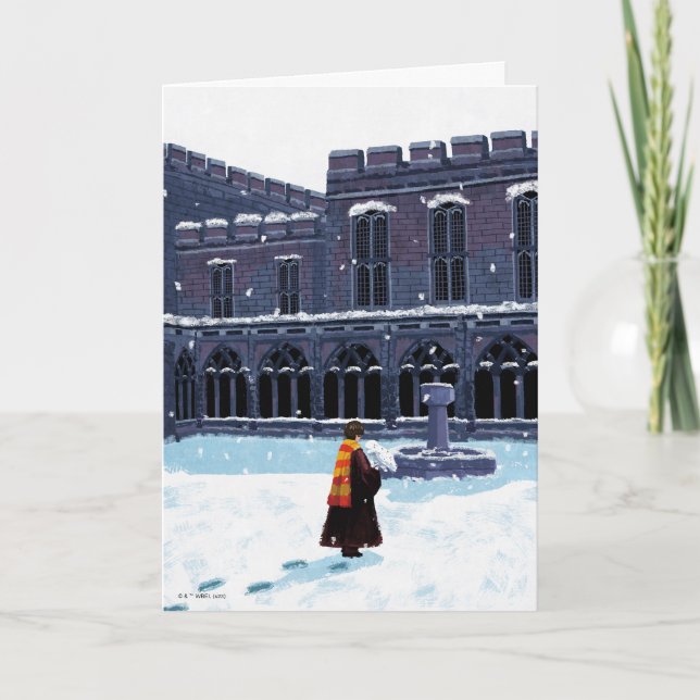 Carte HARRY POTTER™ et Hedwig dans la cour de HOGWARTS™ (Devant)
