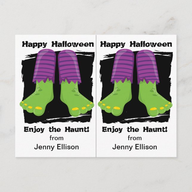 Carte Hauné Monster Feet School Party Halloween (Devant)
