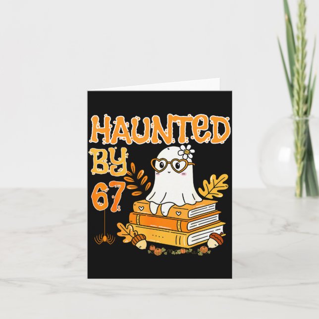 Carte Haunted By 67 Funny Reading Ghost And Pumpkin Hall (Devant)