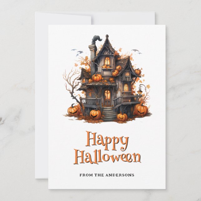 Carte Haunted House Ghost citrouille Halloween (Devant)