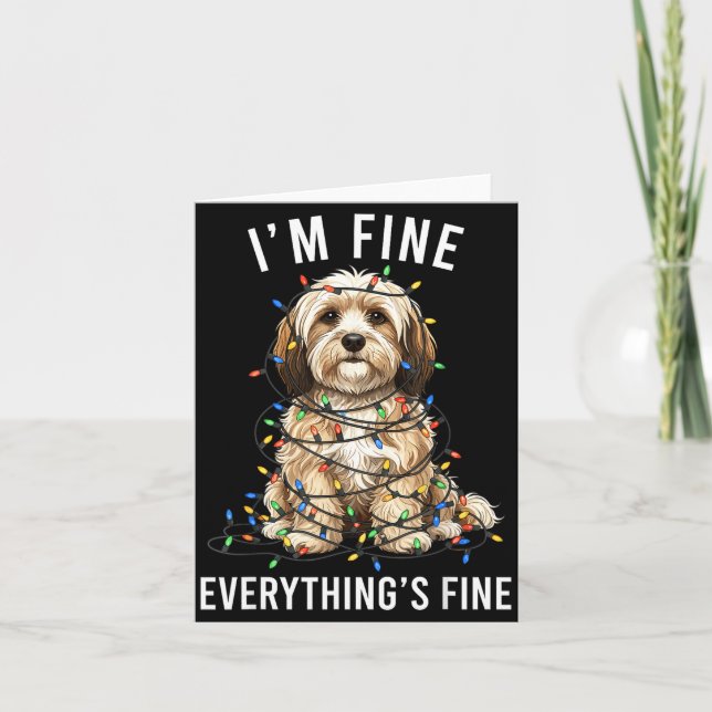 Carte Havanese Christmas I'm Fine Everything Is Fine  (Devant)