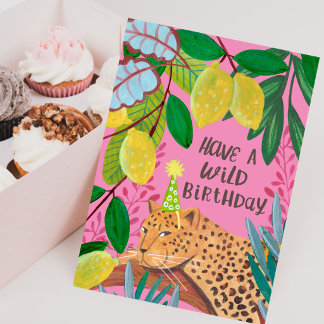 Carte Have a Wild Birthday Leopard Lemon Jungle Fun