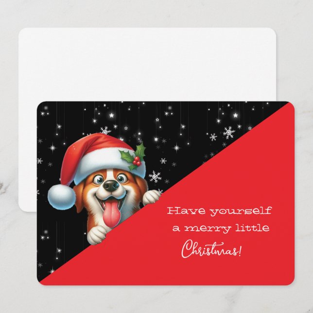 Carte Have Yourself  Merry Little Christmas Grinning Dog (Devant / Derrière)