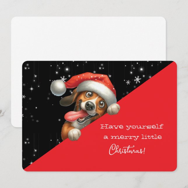Carte Have Yourself  Merry Little Christmas Grinning Dog (Devant / Derrière)