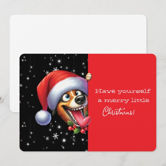 Carte Have Yourself  Merry Little Christmas Grinning Dog (Devant / Derrière)