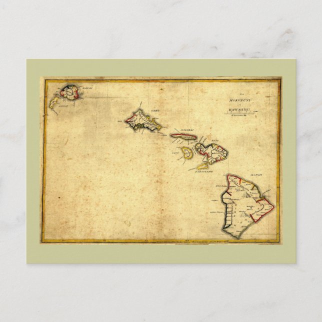 Carte Hawaii 1837 vintage - Îles Hawaii (Devant)