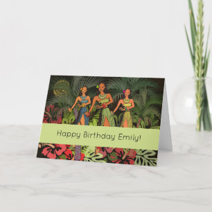 Carte Hawaii Aloha Palm Hula Art Design