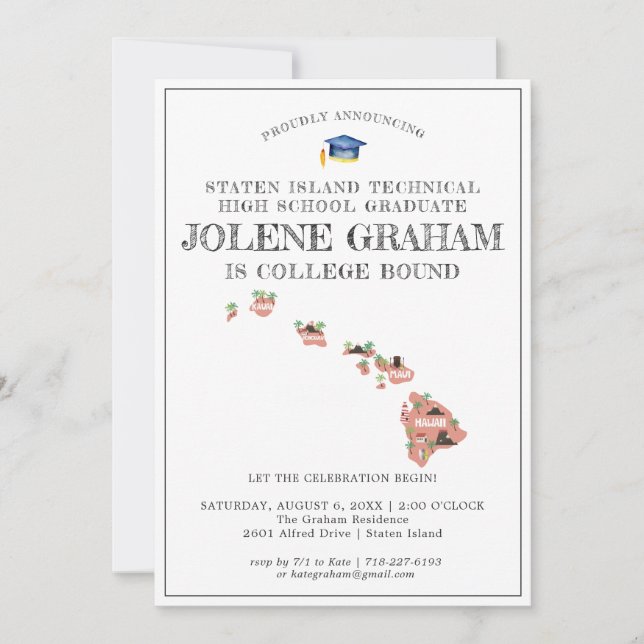 Carte Hawaii | College Bound Graduation Party (Devant)