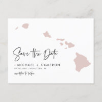 Carte Hawaii rose vif Script moderne Enregistrer l