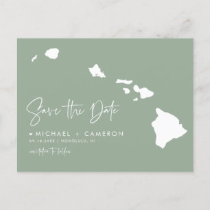 Carte Hawaii Sage Green Enregistrer la date