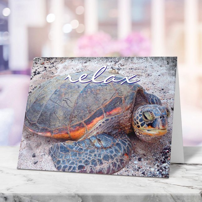Carte Hawaii Tropical Honu Sea Turtle Photo Détente Scri (Créateur téléchargé)