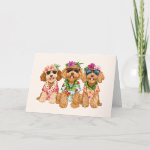 Carte Hawaiian Goldendoodle Chiens Fleur Lei