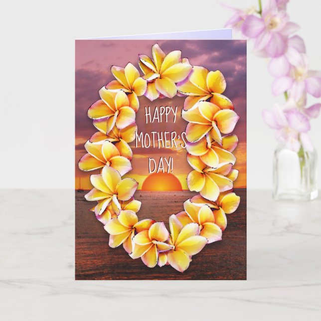Carte Hawaiian Lei avec texte personnalisable Fête des M (Orchidée)