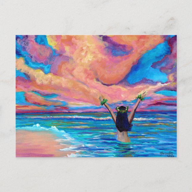 Carte Hawaiian Sunrise Aloha ou Mahalo (Devant)