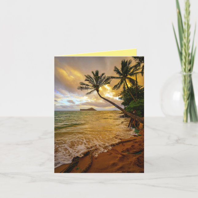 Carte Hawaiian Tropical Sunset Palm Beach (Devant)