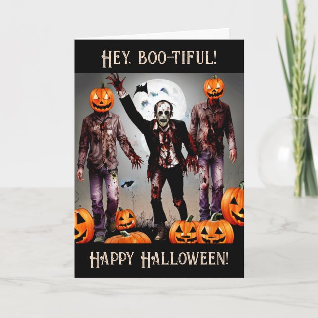 Carte Hé, bordel ! Joyeux Halloween ! Ghouls et Zombie (Devant)